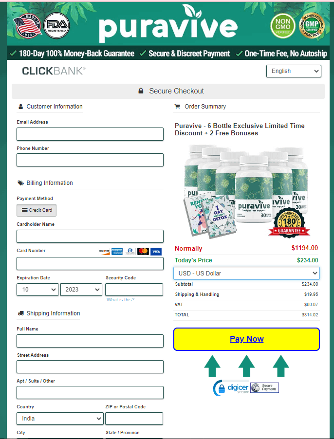 Puravive Order Form